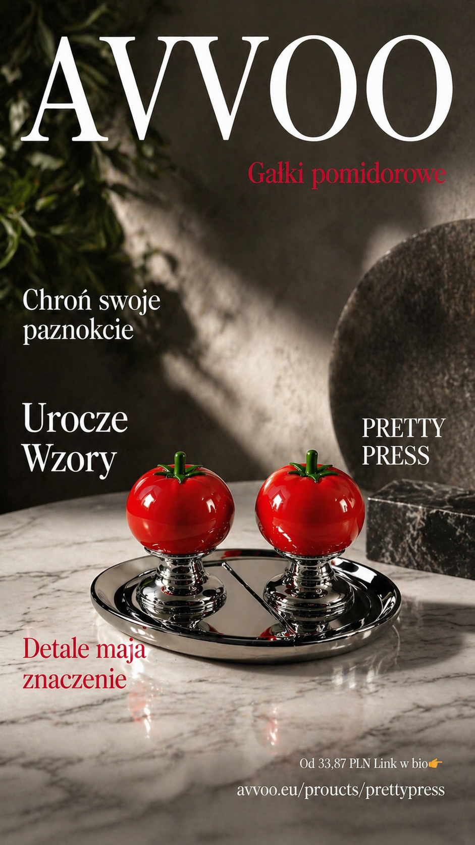 PrettyPress - Gałki pomidorowe chroniące paznokcie | Ochrona Tipsów