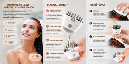 Elektryczny Aplikator-Masażer do Skóry Głowy z Czerwonym Światłem – Przeciw Wypadaniu Włosów