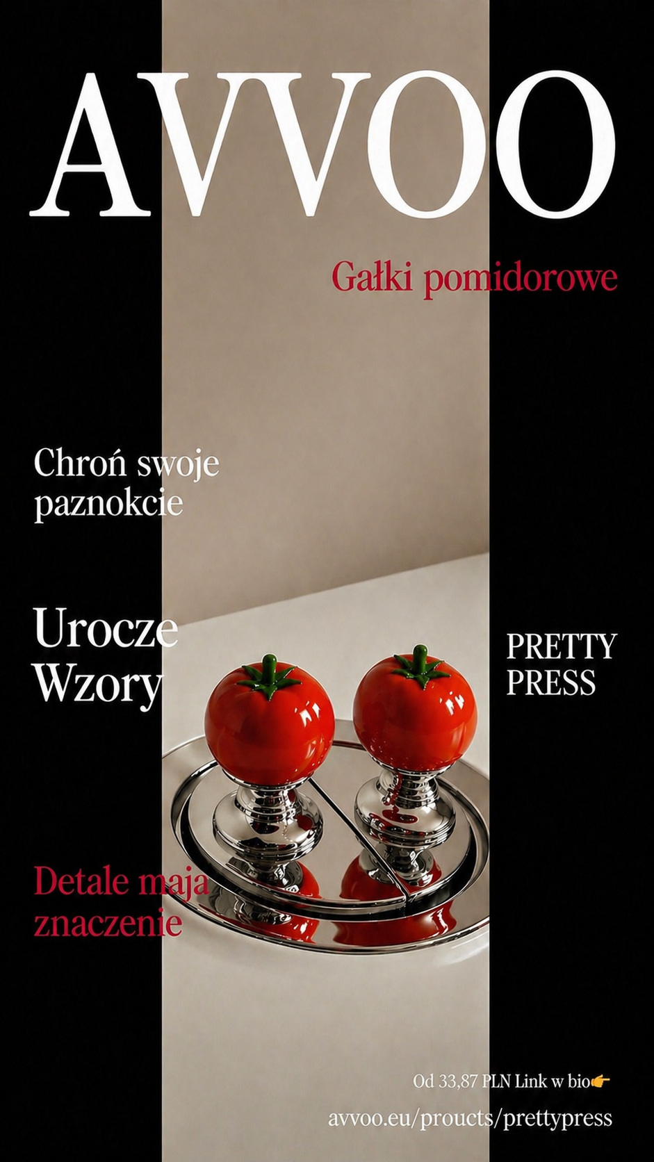 PrettyPress - Gałki pomidorowe chroniące paznokcie | Ochrona Tipsów