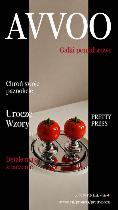 PrettyPress - Gałki pomidorowe chroniące paznokcie | Ochrona Tipsów