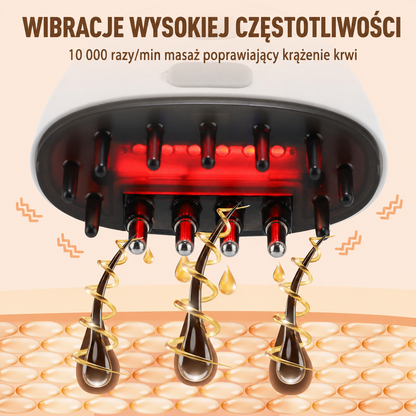 Elektryczny Aplikator-Masażer do Skóry Głowy z Czerwonym Światłem – Przeciw Wypadaniu Włosów