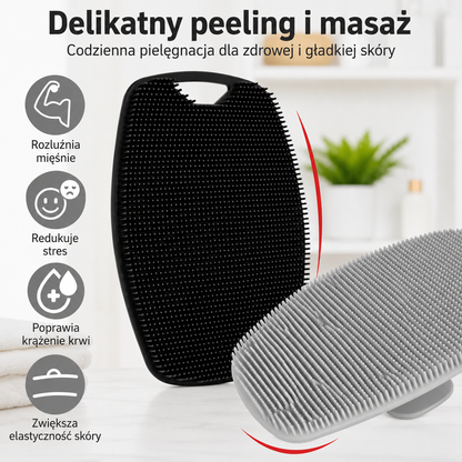 Miękka silikonowa szczotka do peelingu. Ręczny masażu ciała