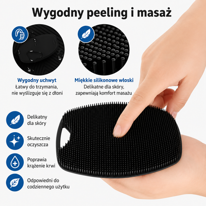 Miękka silikonowa szczotka do peelingu. Ręczny masażu ciała