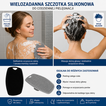 Miękka silikonowa szczotka do peelingu. Ręczny masażu ciała