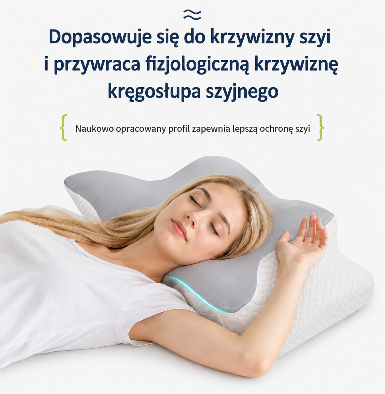 Poduszka ortopedyczna z pianki Memory, ergonomiczna, na ból karku i szyi, profilowana, podtrzymująca