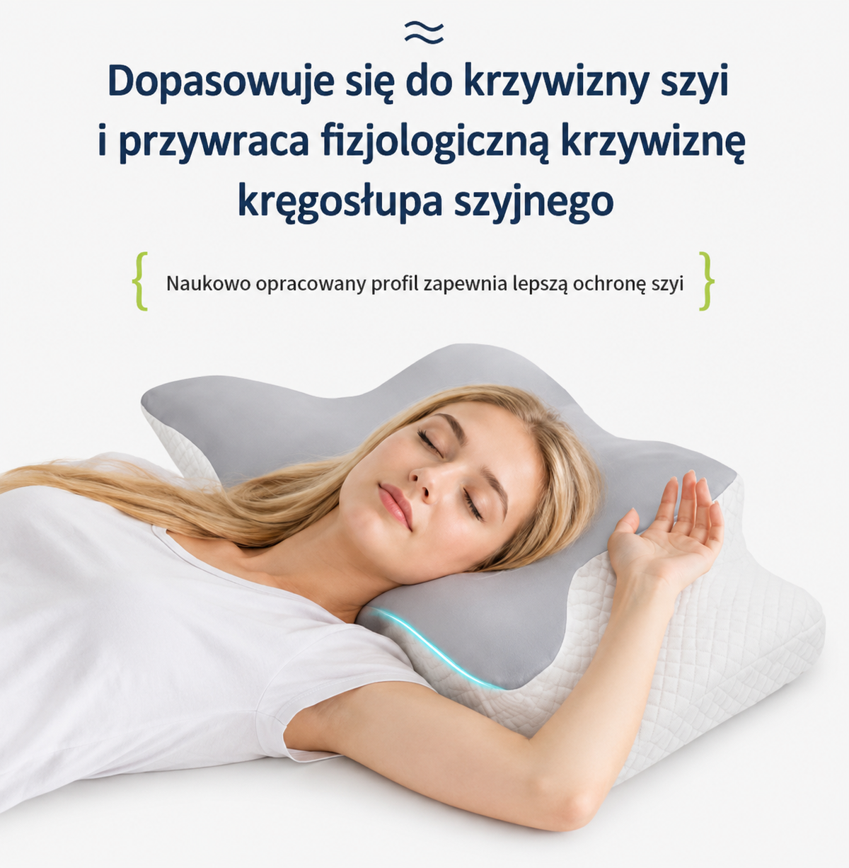 Poduszka ortopedyczna z pianki Memory, ergonomiczna, na ból karku i szyi, profilowana, podtrzymująca