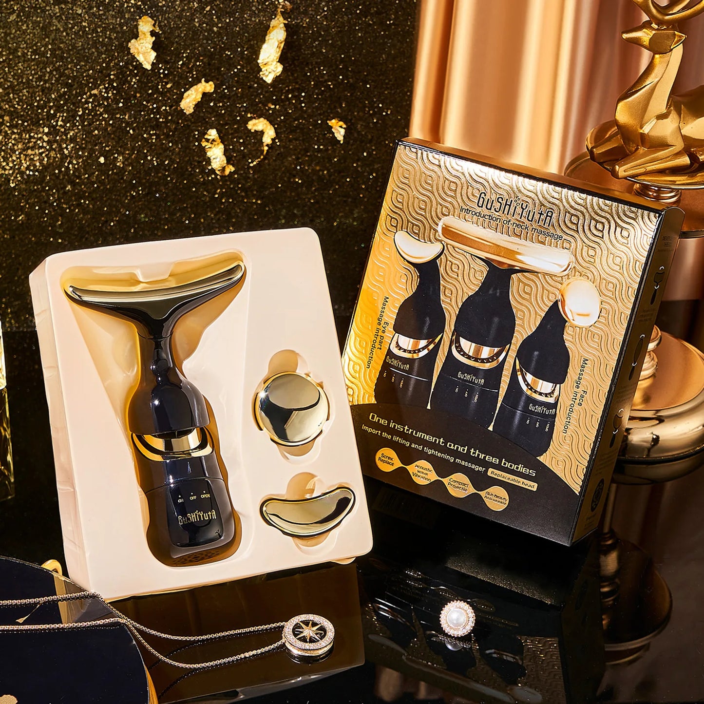 Masażer do twarzy, pielęgnacji skóry, ujędrniające i liftingujące, Masaż szyi i oczu