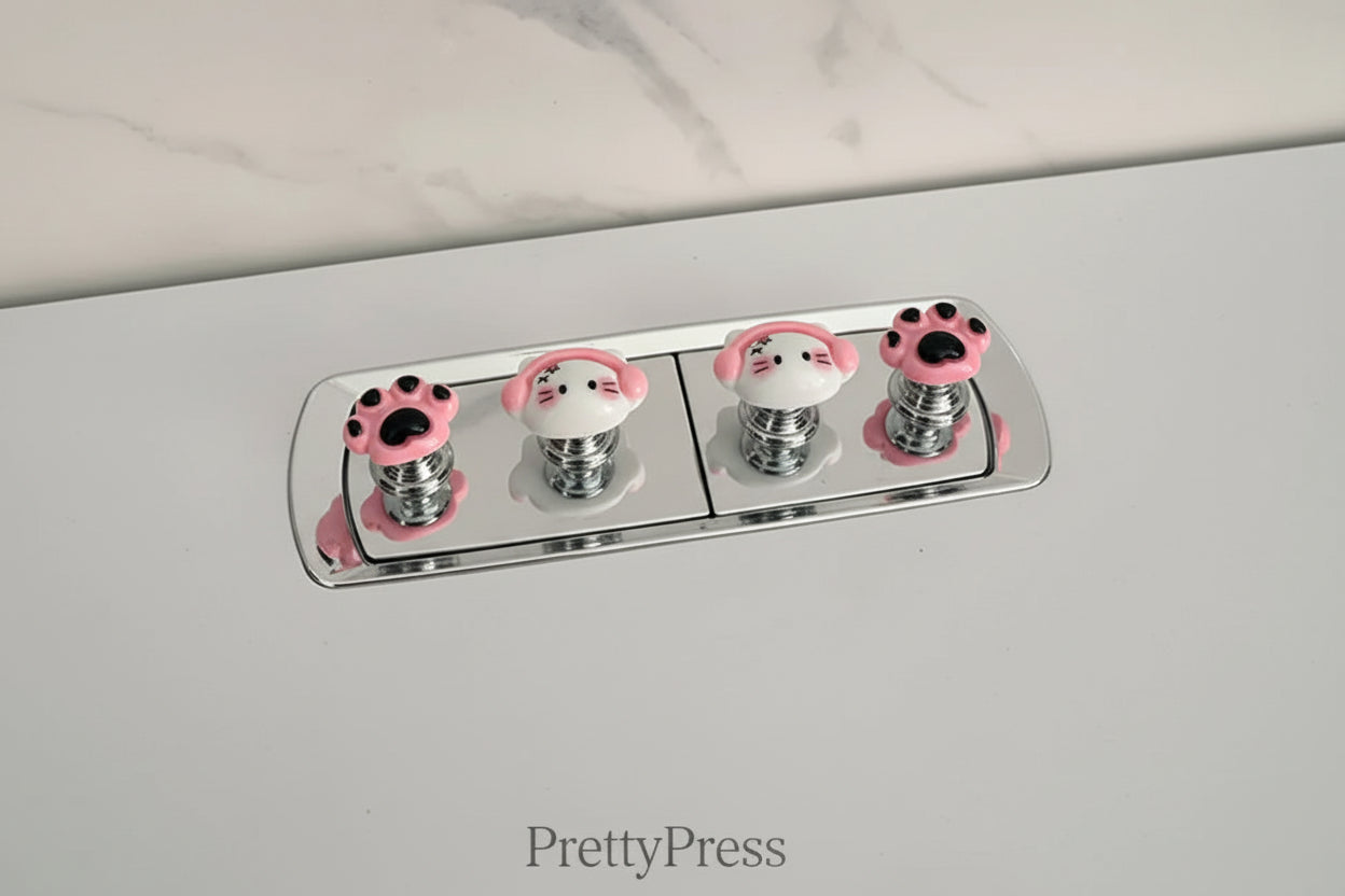 PrettyPress Nakładka ułatwiająca spłukiwanie wody Mini przyciski do toalety Ochrona tipsów