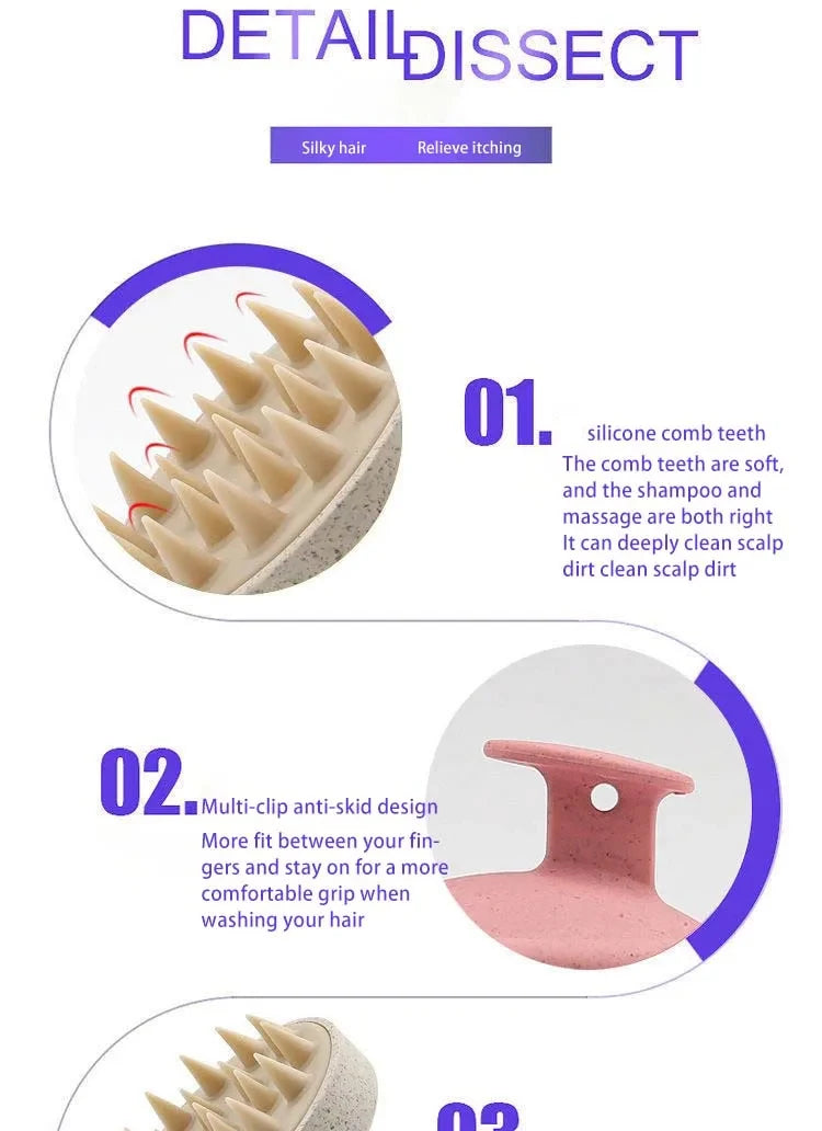 Silikonowa szczotka do rozprowadzania szamponu. Masażer głowy do kąpieli i pielęgnacji włosów