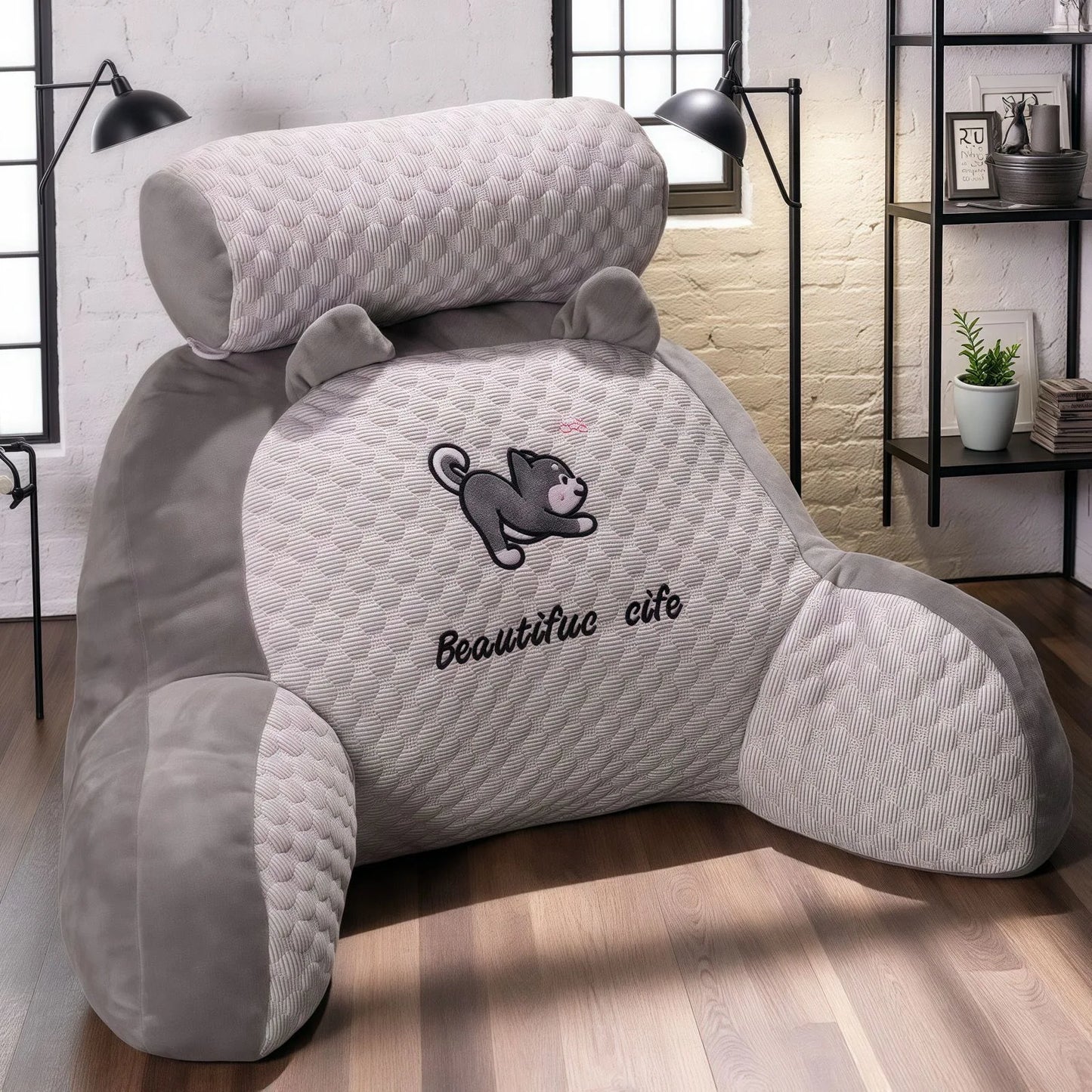 Uszata Poduszka ze wsparciem pleców i szyi Pikowana Oddychająca